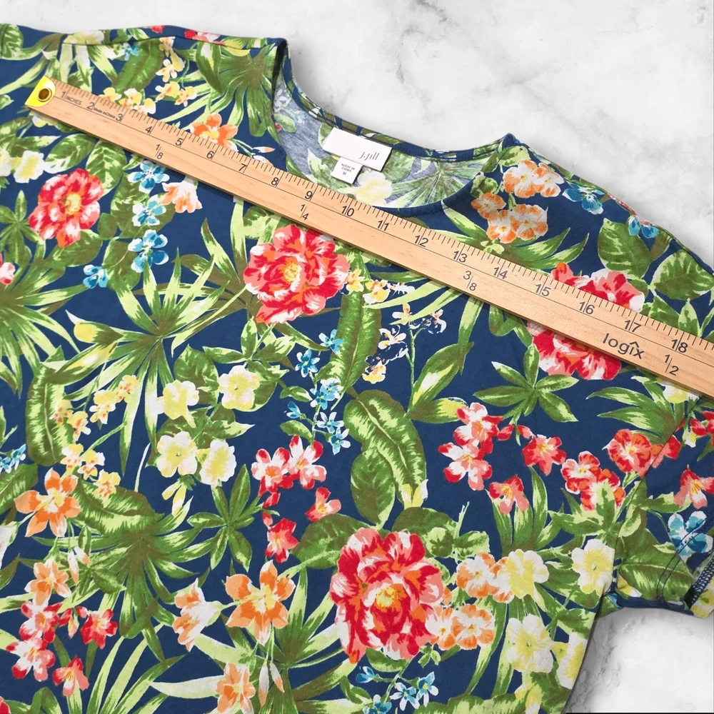 J.Jill Short Sleeve Tropical Shirt Top Blouse Size Medium (M) C88 - Picture 6 of 9
